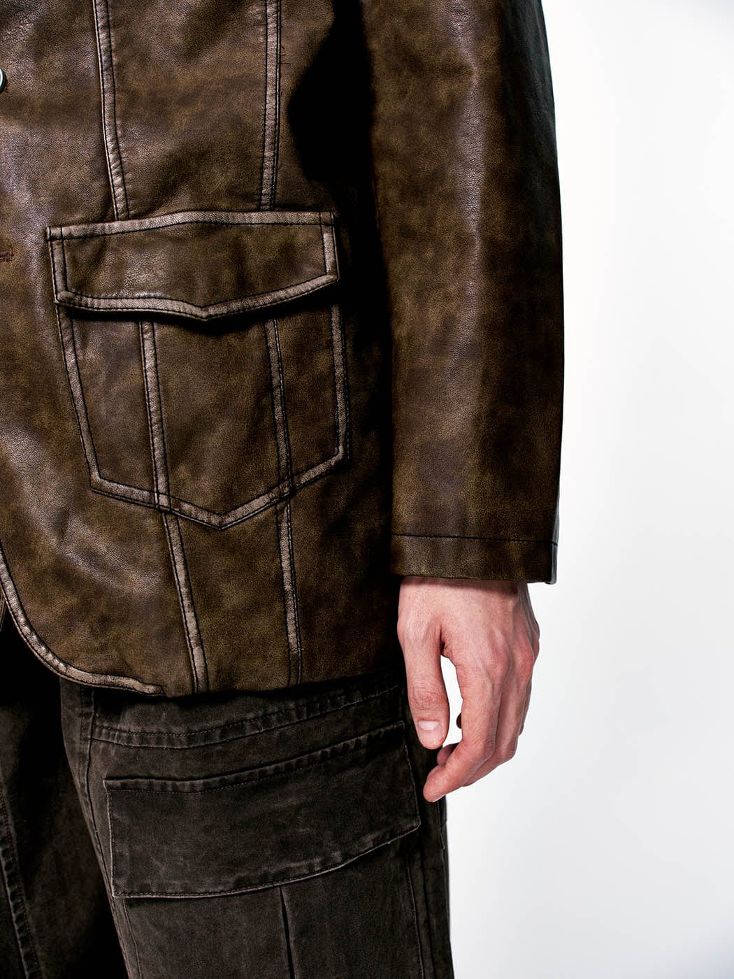LEONSENSE Distressed Retro Faux Leather Jacket | PROJECTISR US