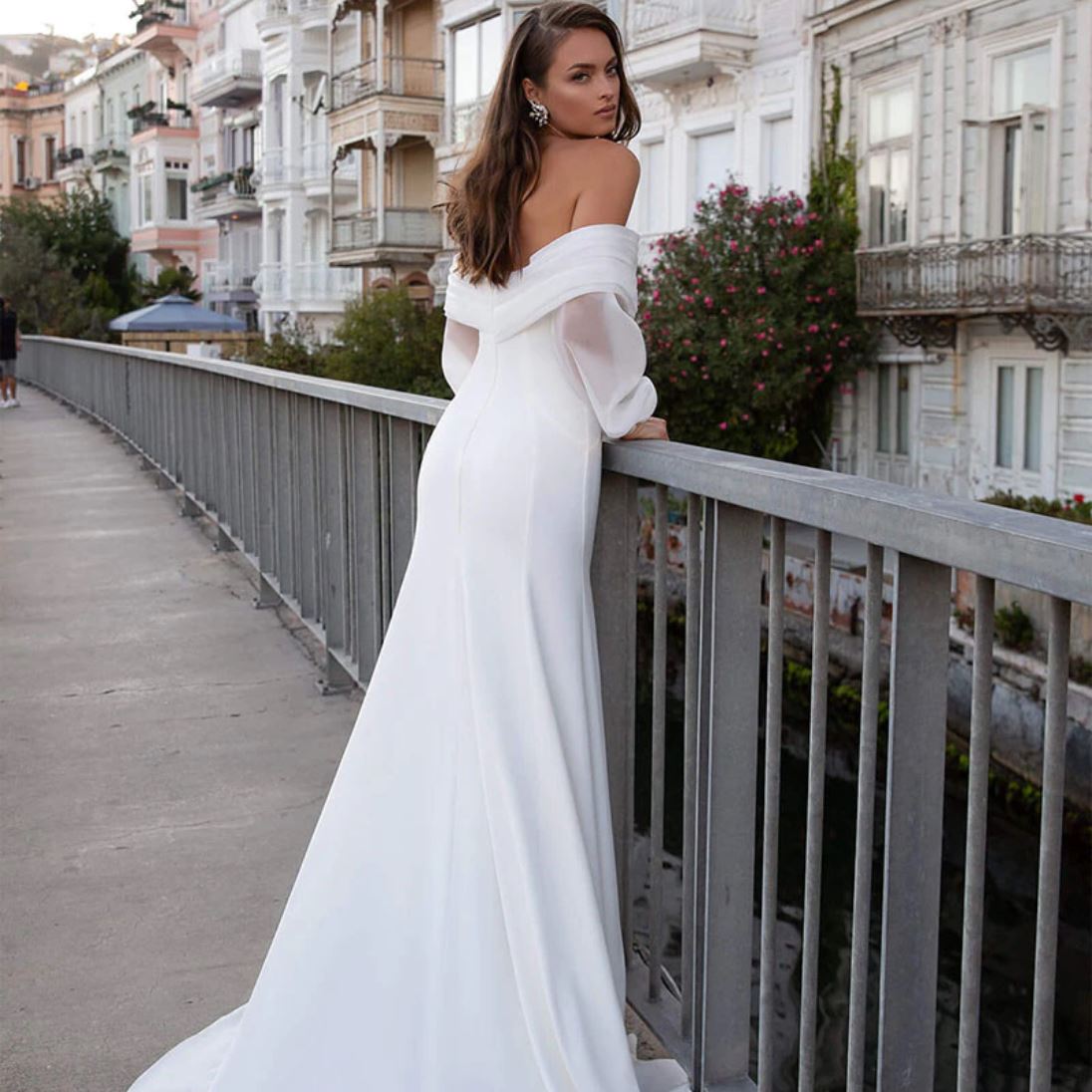 Detachable Puff Sleeves Bohemian Wedding Gown – BlissGown