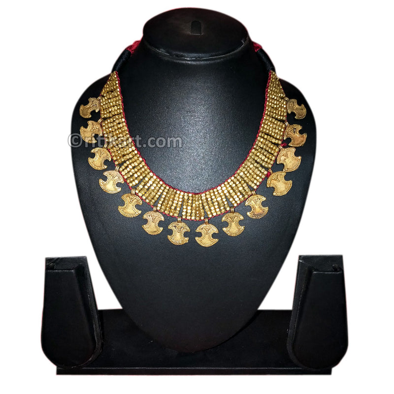 Tribal Handcrafted Dhokra Designer Necklace-10_front