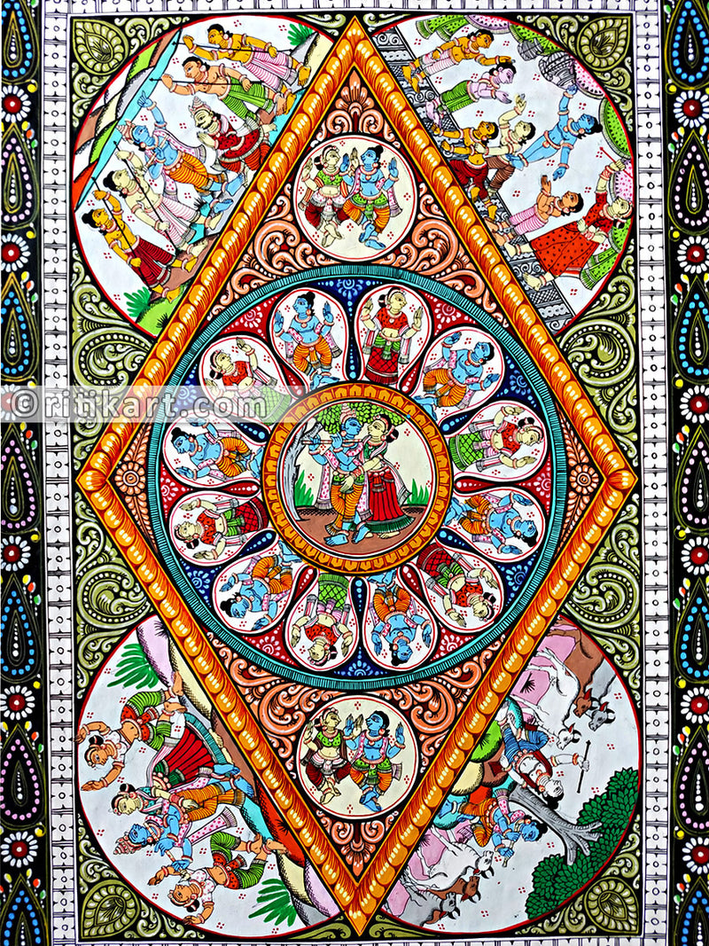 Buy Online Radha Krishna with Krishna Leela Pattachitra - Ritikart