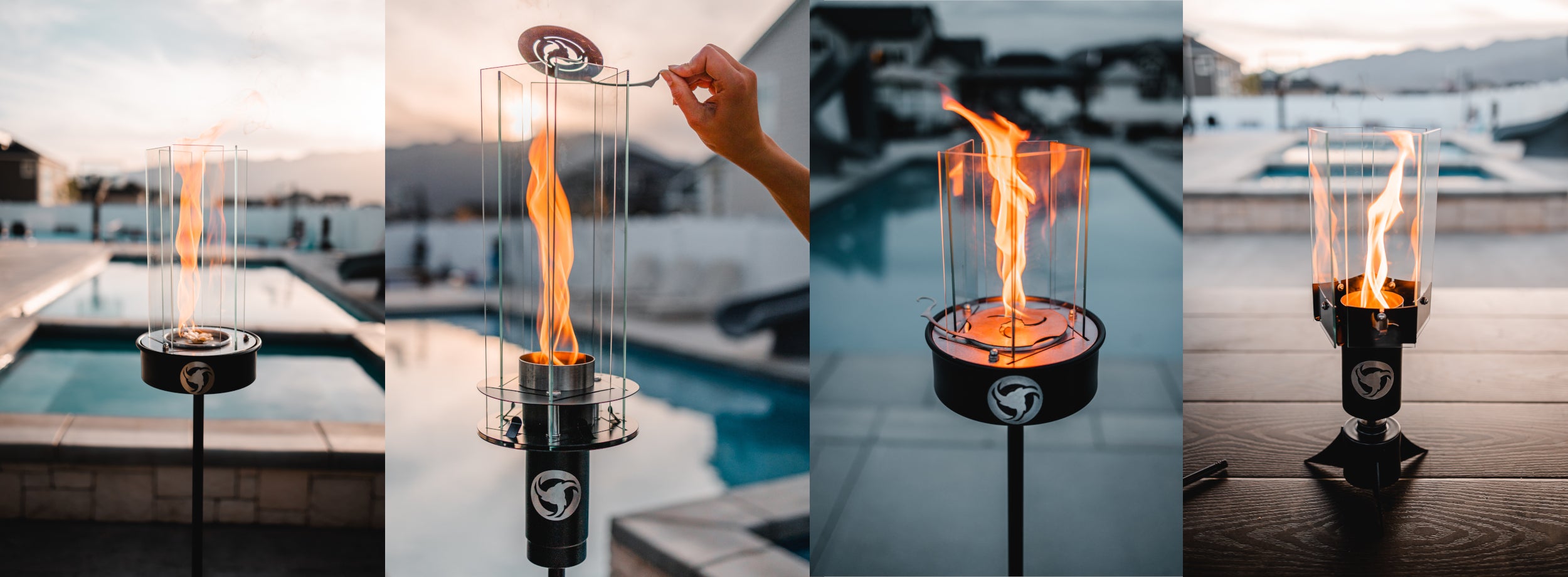 Halofire Torches line up side by side with vortex flames