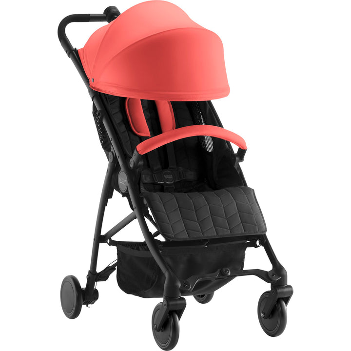 45 Degrees angled view of the Coral Peach Britax B-Lite Pushchair