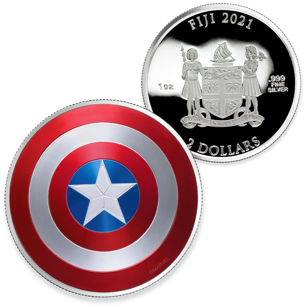 MARVEL: 1oz Pure Silver CAPTAIN AMERICA Shield Coin – The Crown Mint