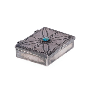 1930s HAND STAMPED SILVER PILLBOX – Tennessee Turquoise Company