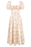 Floral Puff Sleeve Boho Midi Dress - Dress In Beauty