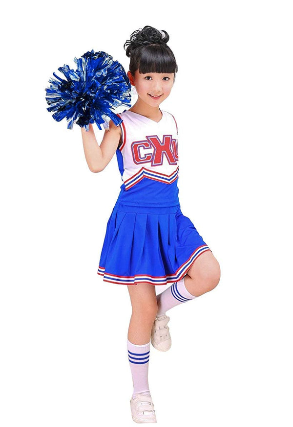 LOLANTA Filles Costume Bleu de Costume de Pom-pom Girl match Pom Poms  Chaussettes Déguisement : : Jeux et Jouets