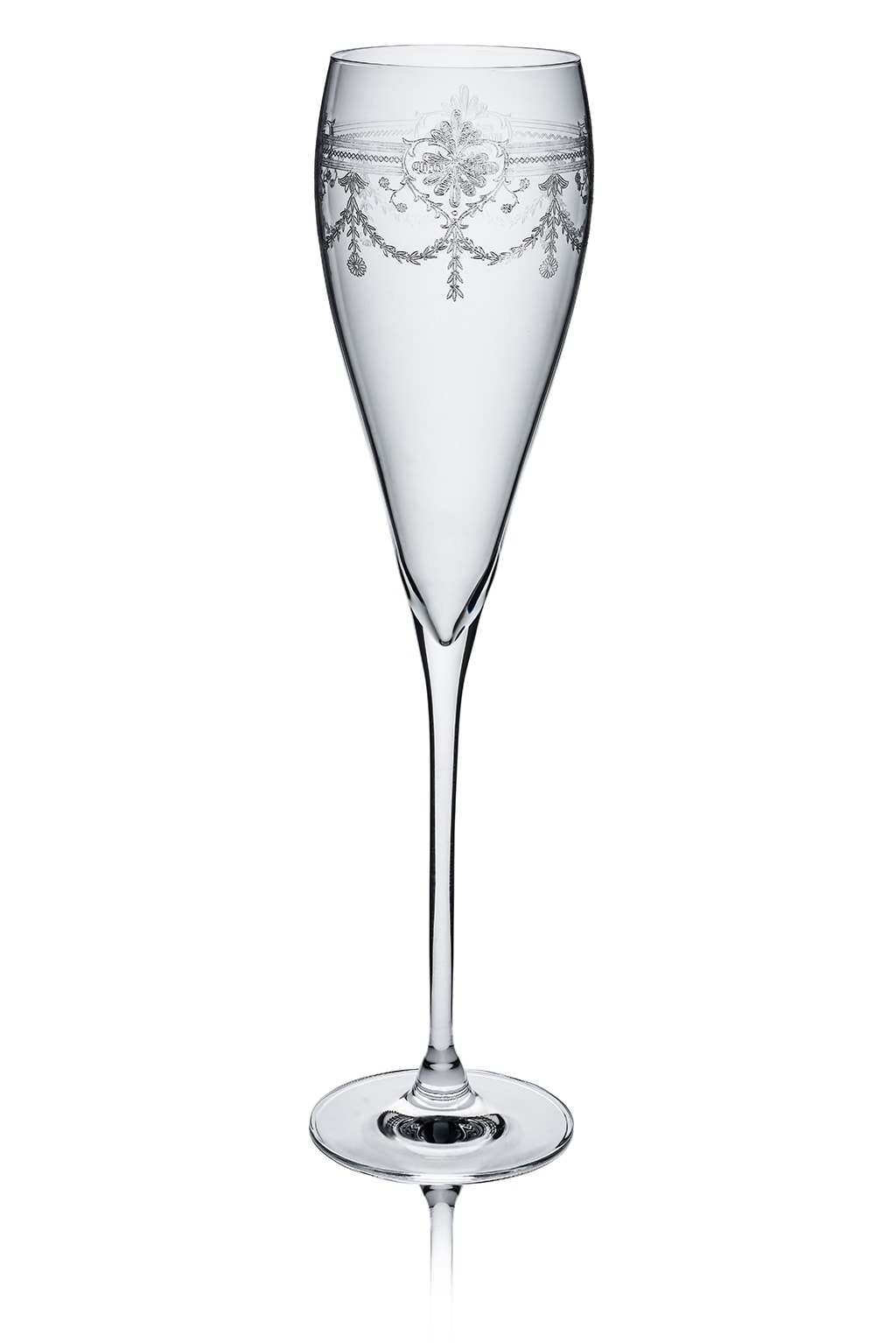 Laser Etched Ultima Platinum Modern Champagne Flutes Set of 6