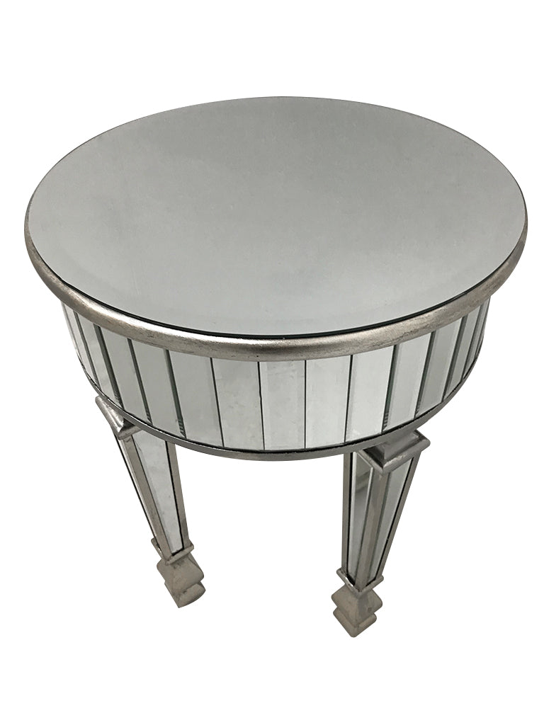 Mirrored Side Table Small Round Silver Interiors Invogue