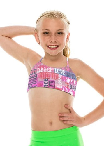 KIDS I LOVE DANCE CAMI BRA TOP - Amazing Dancewear