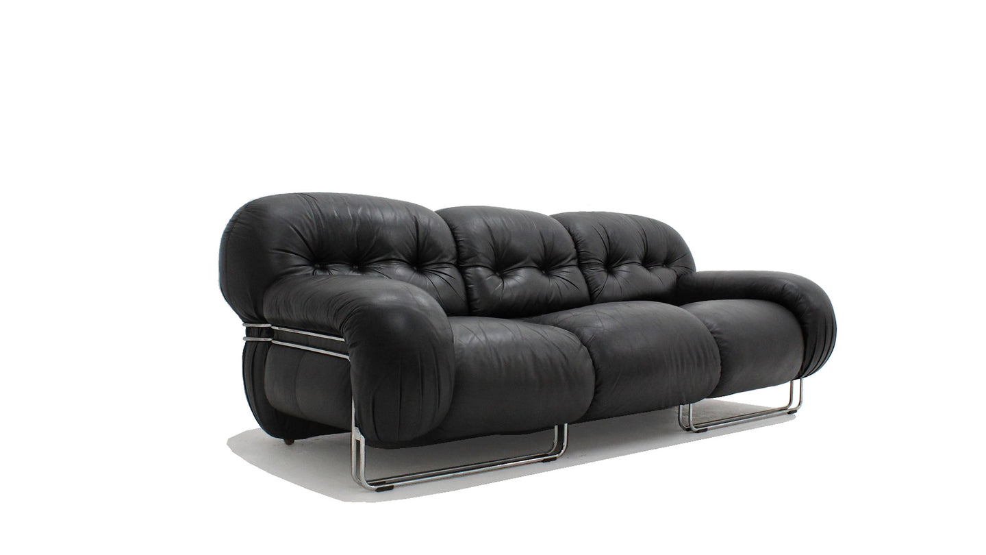 cassina italian leather 3 seater sofa tan