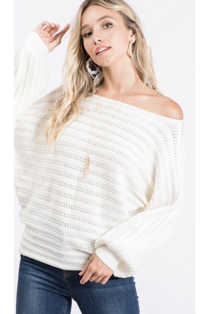 cream off the shoulder sweater