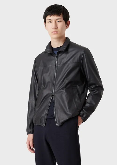 Emporio Armani Leather Perforated Jacket | Bloomingdale's