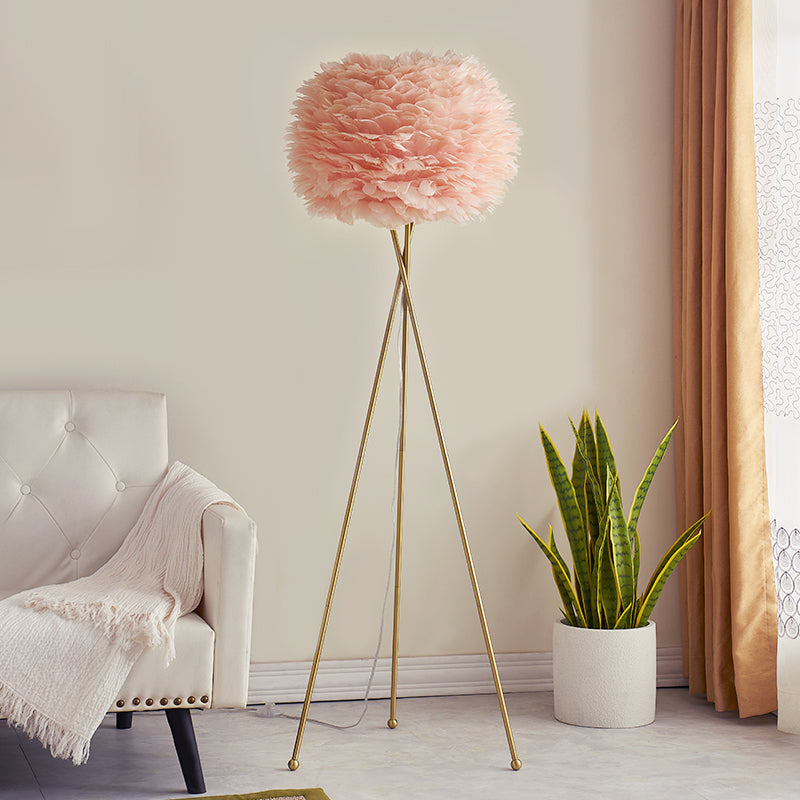 pink feather floor lamp