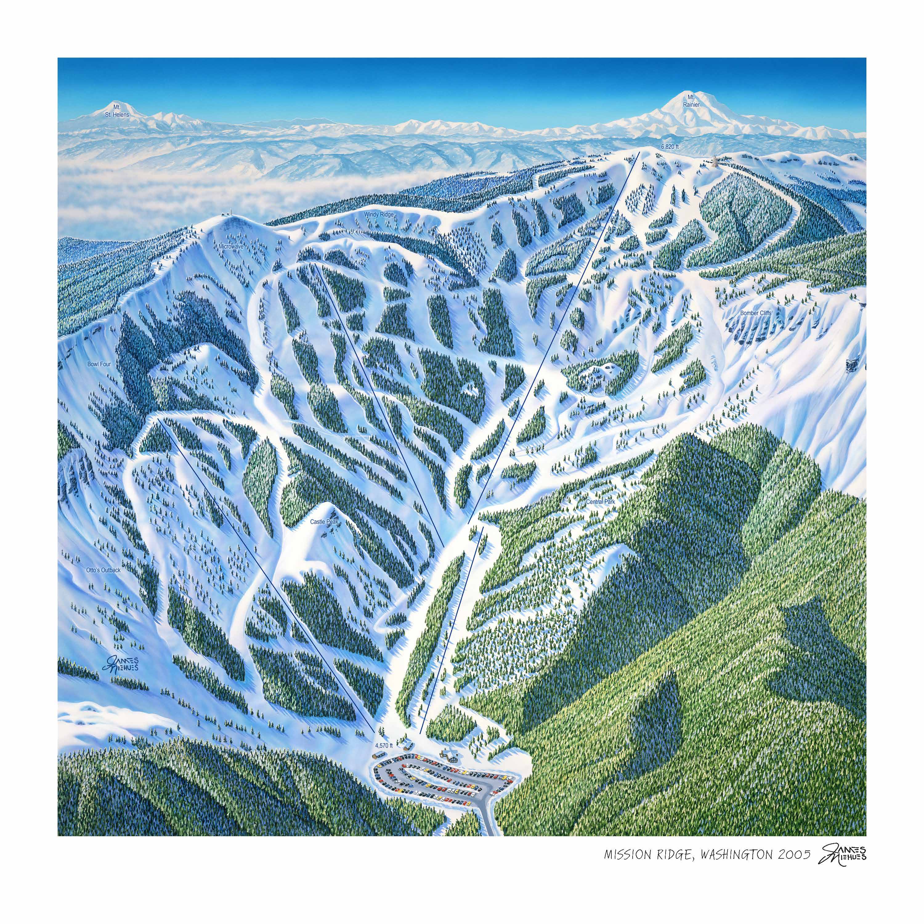 Mission Ridge (Washington) Mission Ridge Ski Map by James Niehues