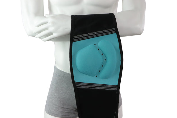 Ceinture De Dos Pour Musculation Avec Soutien Qui S'ajuste À L'aide D'une Pompe D'air Intégrée - Portée Par Un Homme Mannequin