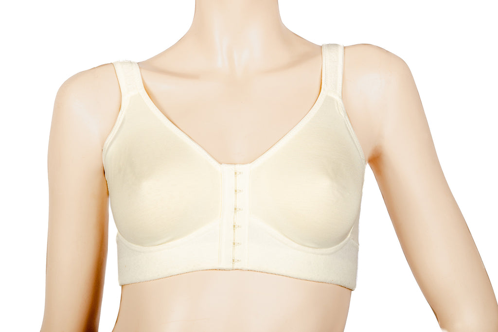 Soutien Gorge Post Mastectomie Avec Poche Pour Prothèse Mammaire, Attache Devant Et Bande Large - Beige