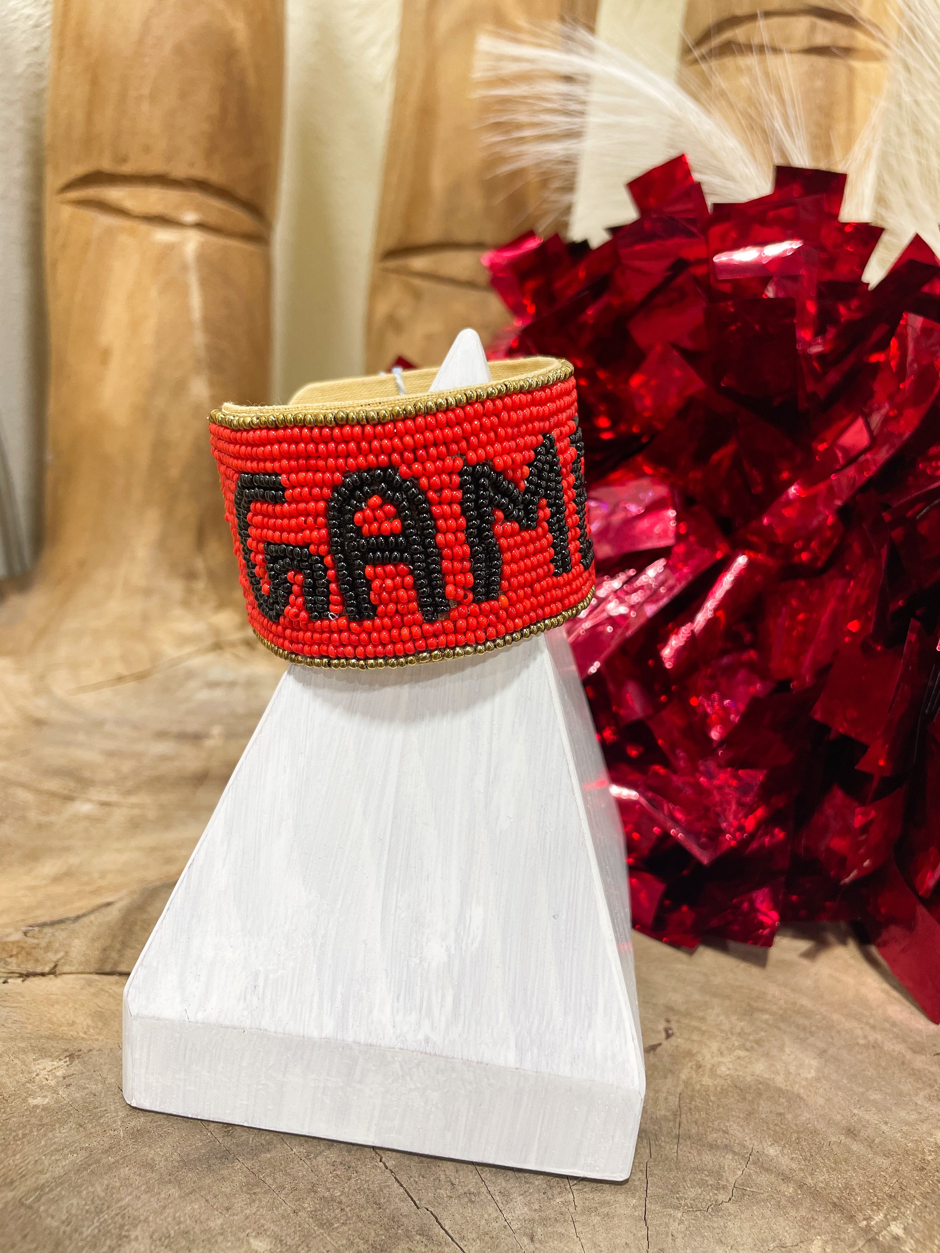 Game Day Beaded Cuff Bracelet