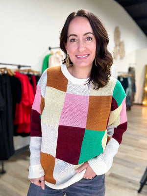 Multi Color Block Checkered Sweater loop - The Humble Thread