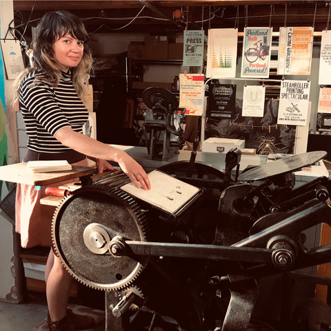 Shannon with her printing press