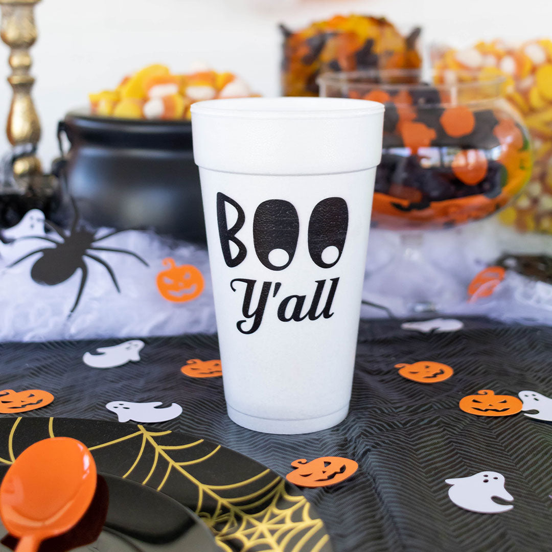 BOO Y'ALL STYROFOAM CUPS