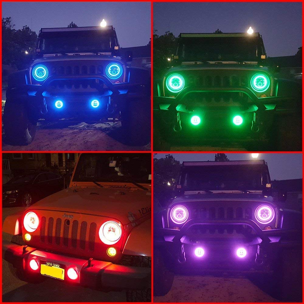 The Best Jeep Wrangler RGB Halo LED Headlights Color Changing – OffGrid  Store