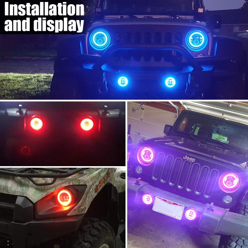 4 Inch RGB Halo LED Fog Light for 07-18 Jeep Wrangler JK Unlimited JK –  OffGrid Store