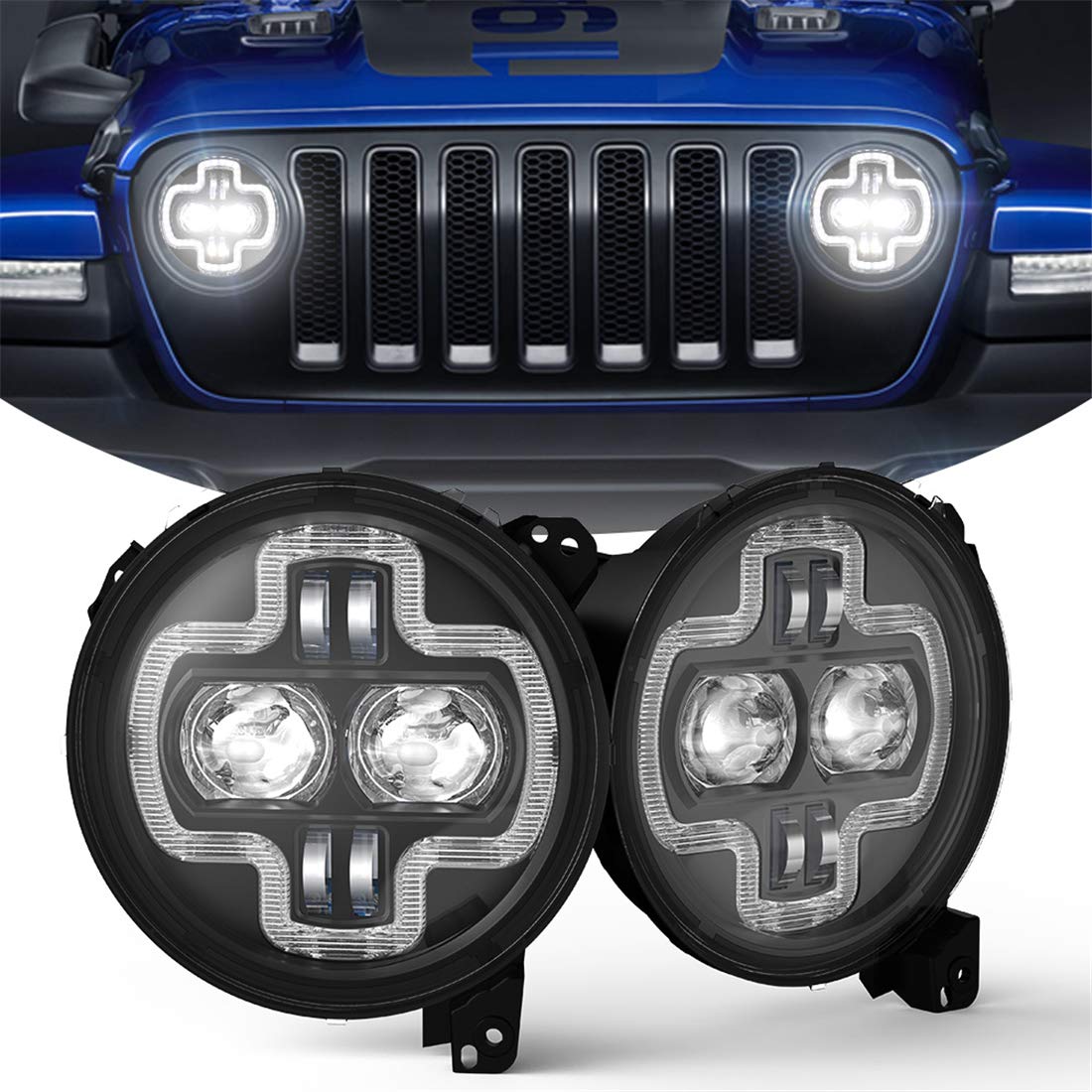 9 Inch Round LED Headlights Halo DRL for 2018 2019 Jeep Wrangler JL 20 –  OffGrid Store
