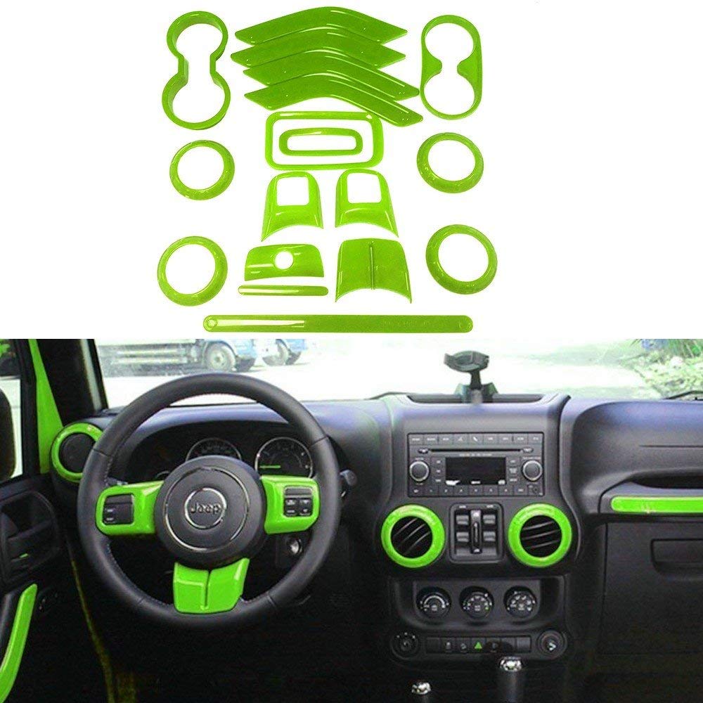 Auto Parts & Accessories 12pcs Green Interior Decoration Covers Trim Fits  For 2011-2018 Jeep Wrangler JK QU5547534