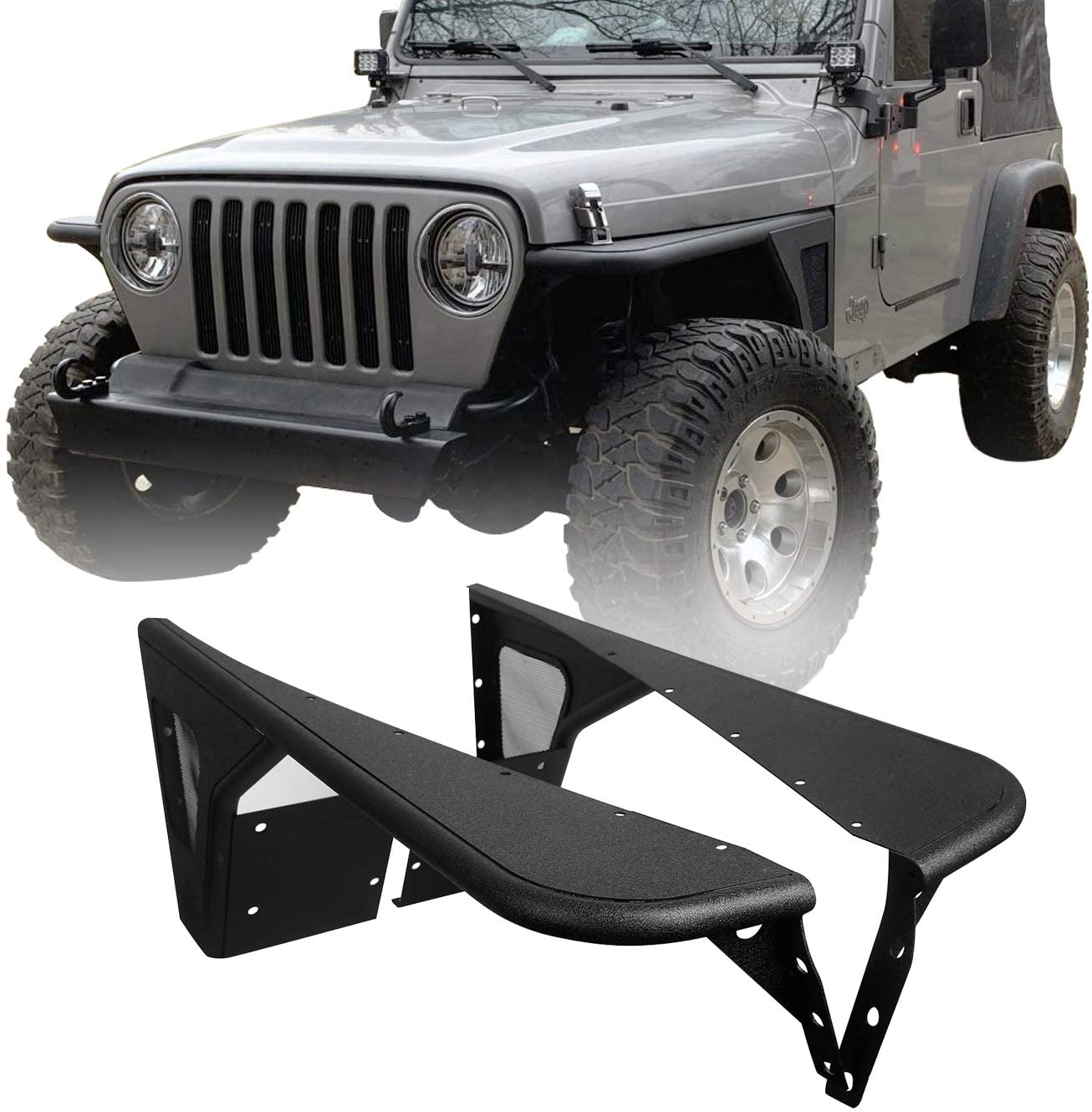 Flat Fender Flares Front Steel Armor for Jeep Wrangler TJ – OffGrid Store