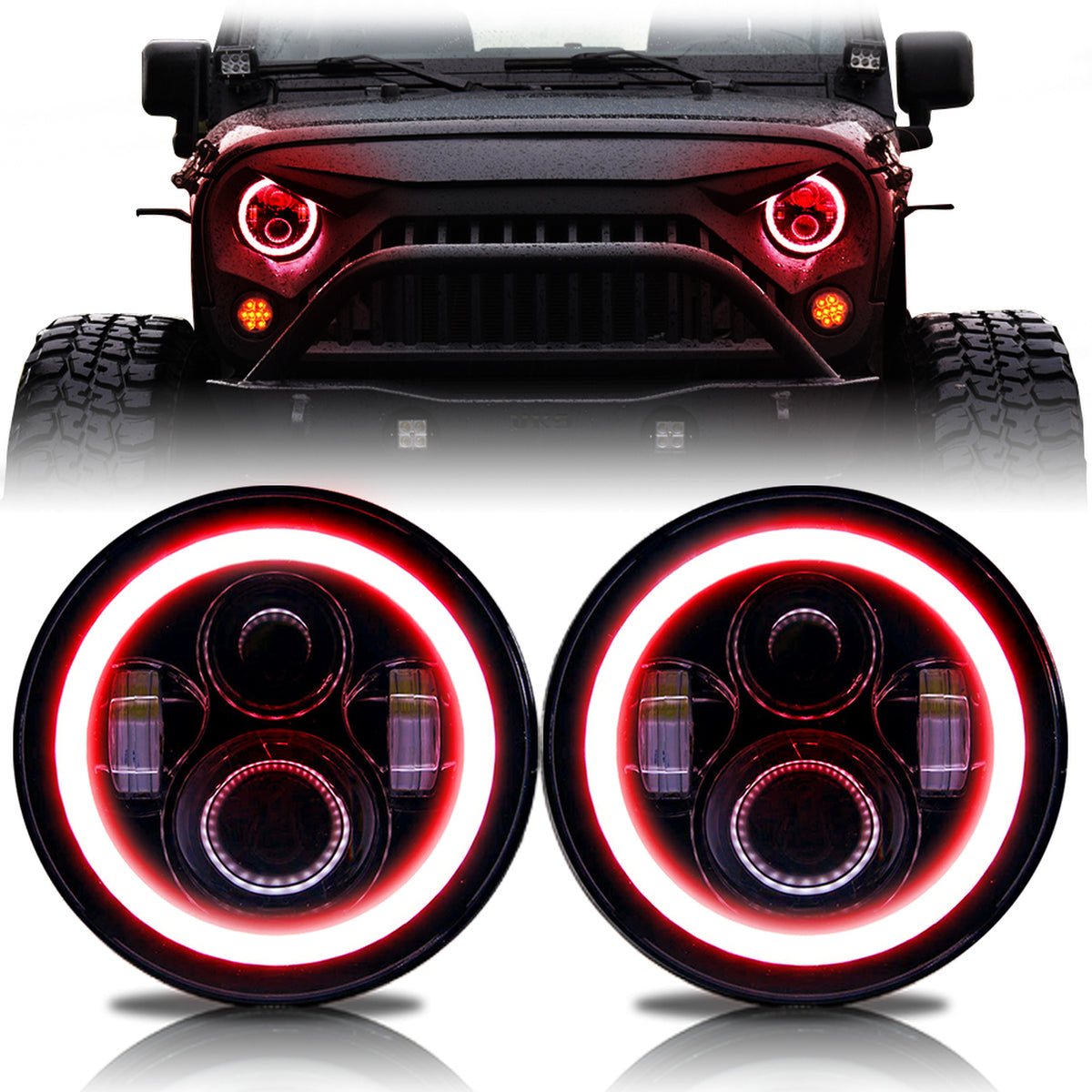 The Best Jeep Wrangler RGB Halo LED Headlights Color Changing – OffGrid  Store