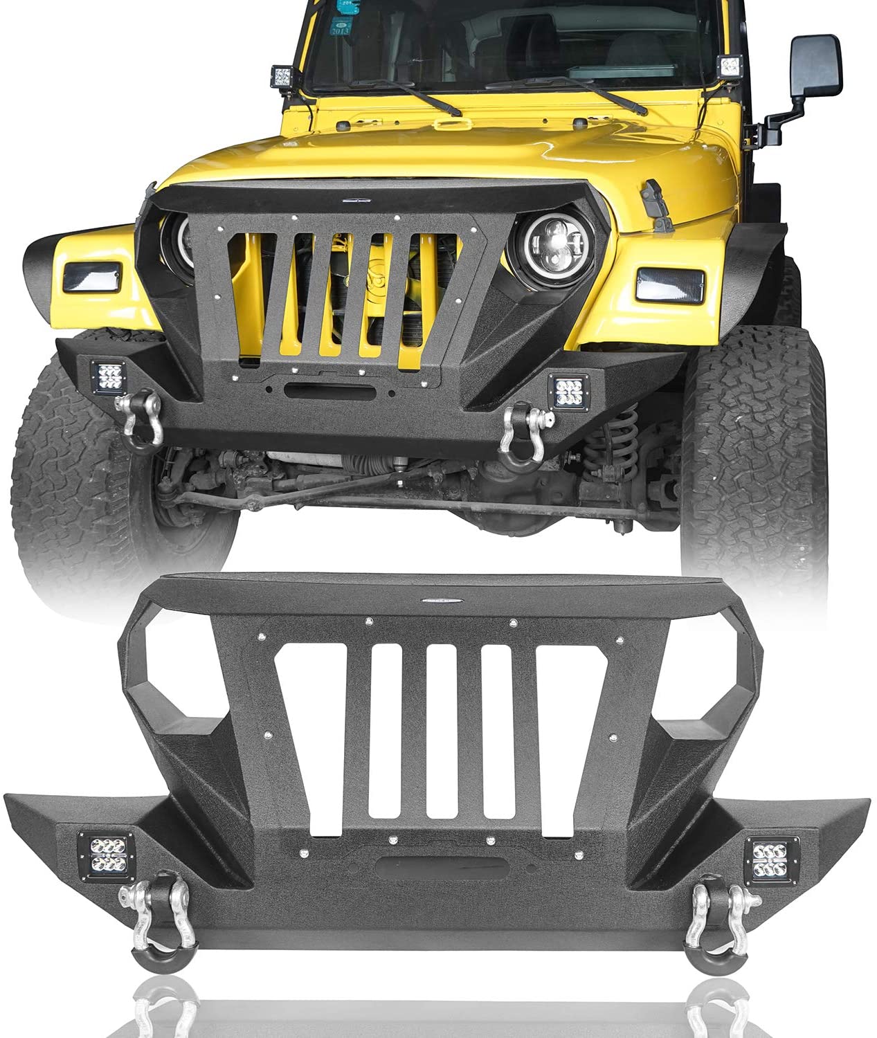 Heavy Duty Front Bumper w/Full Grille & Winch Plate for Jeep Wrangler –  OffGrid Store