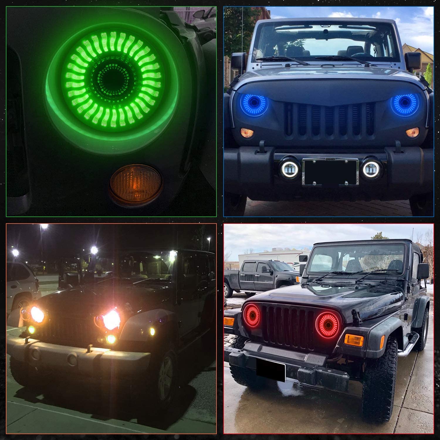 7 Inch Headlights RGB Flowing Halo Light for Jeep Wrangler JK – OffGrid  Store