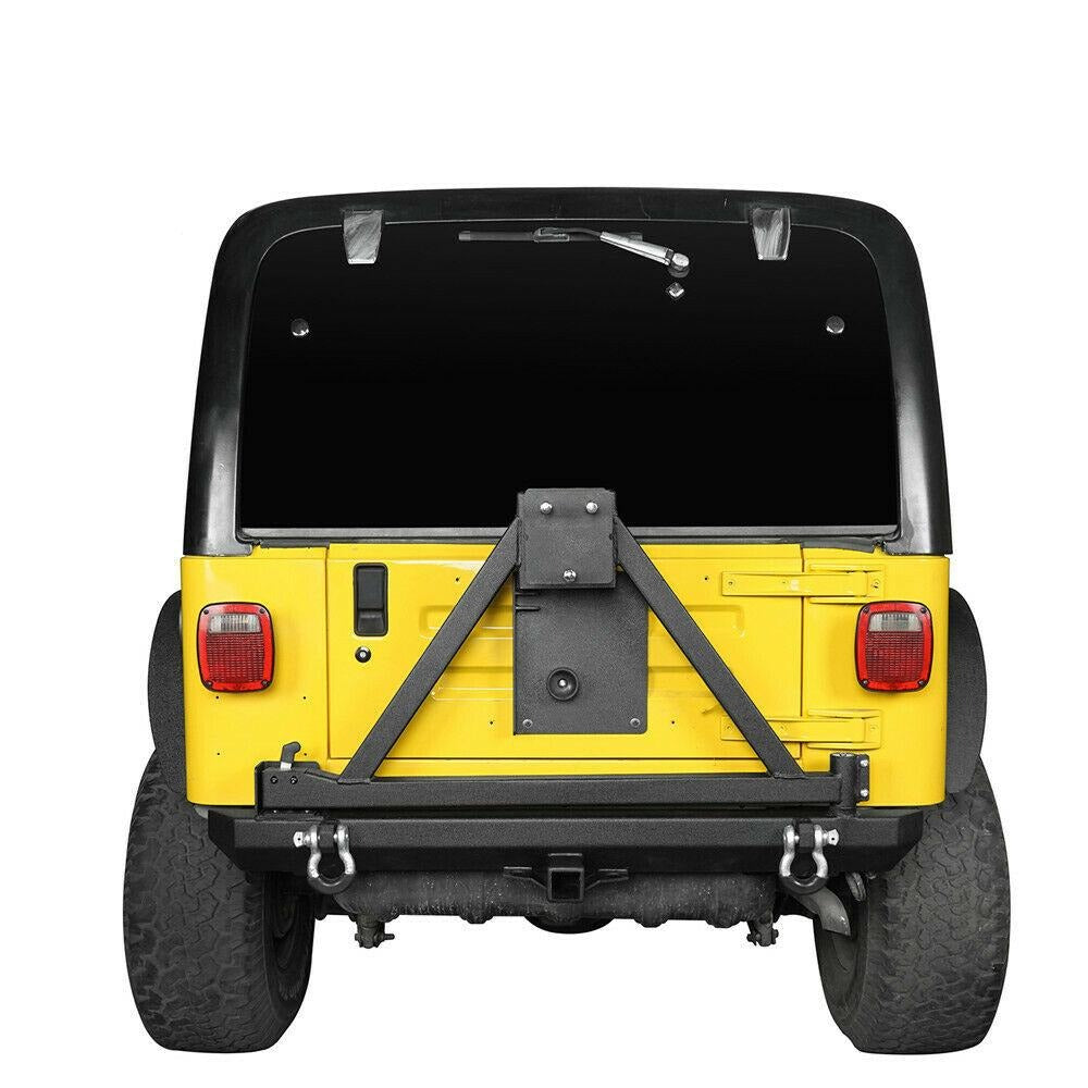 Steel Rear Bumper w/ Tire Carrier & D-Rings for 1997-2006 Jeep Wrangle –  OffGrid Store