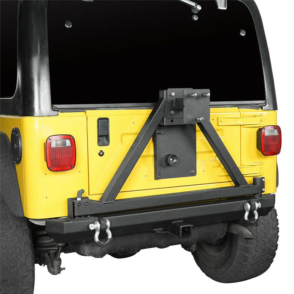 Steel Rear Bumper w/ Tire Carrier & D-Rings for 1997-2006 Jeep Wrangle ...