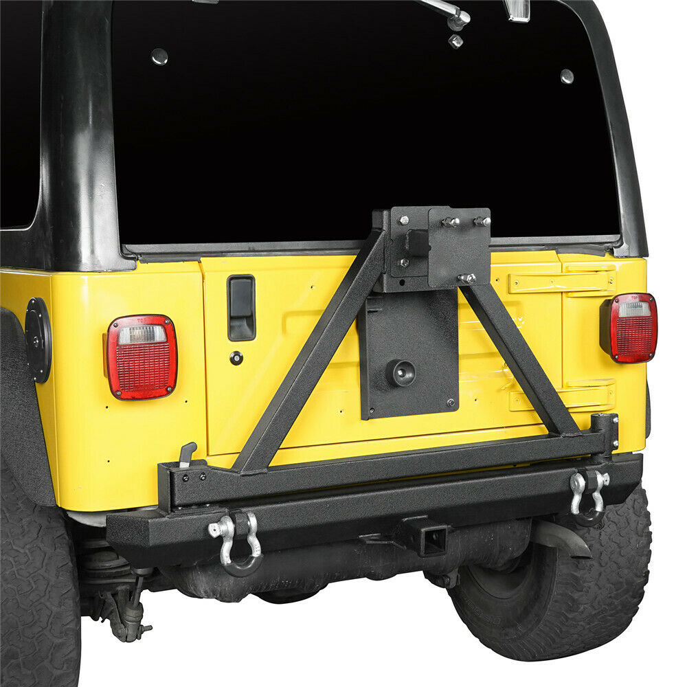 Steel Rear Bumper w/ Tire Carrier & D-Rings for 1997-2006 Jeep Wrangle –  OffGrid Store