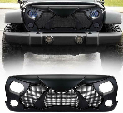 Haitzu Shark Grill Fit for Jeep Wrangler 2007-2018 JK Accessories, Matte  Black Grille with 5 Amber Lights Including JKU Unlimited Rubicon Sahara  Sport