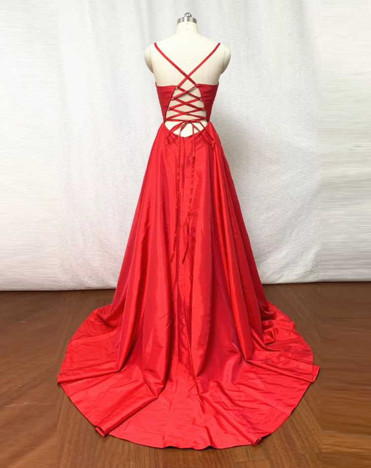 Simple Criss Cross Back Red Prom Dress – daisystyledress