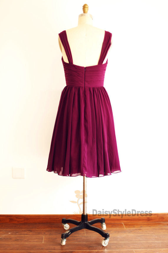 burgundy bridesmaid dresses knee length