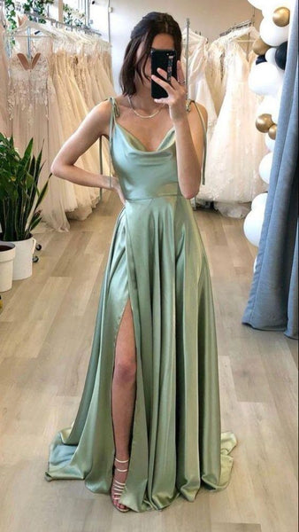 Slit Sage Green Bridesmaid Dress – daisystyledress