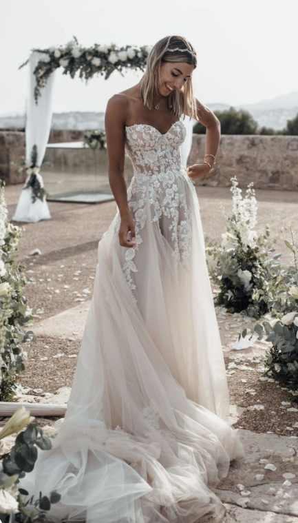 A line Sexy Sheer Lace Wedding Dress – daisystyledress