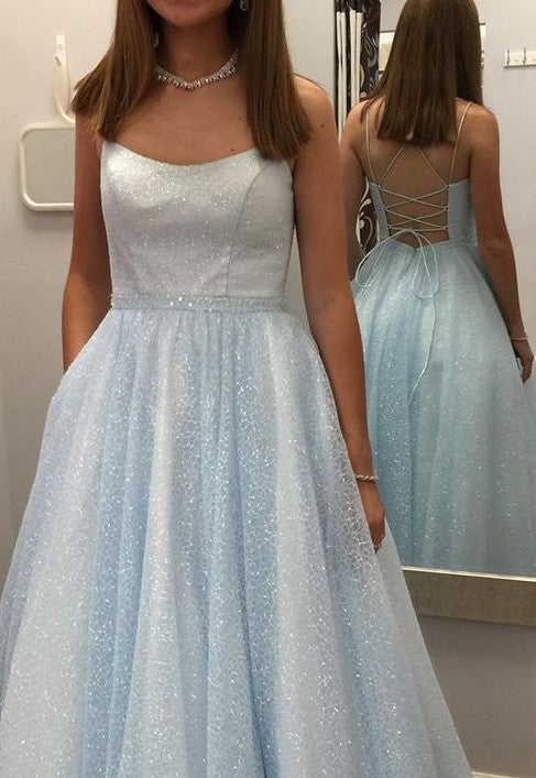 baby blue sparkly prom dress