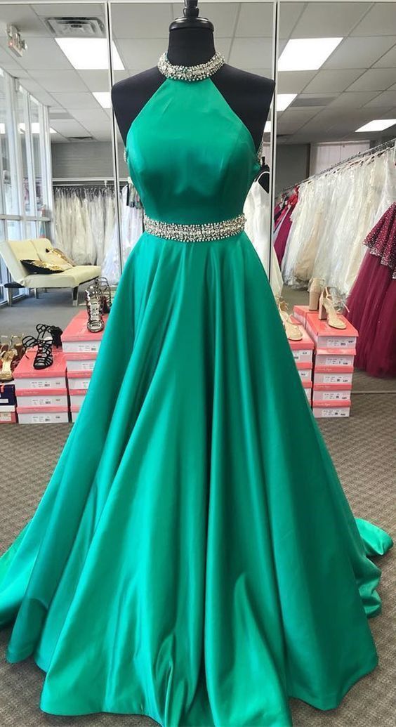 Halter Neckline Green Prom Dress – daisystyledress