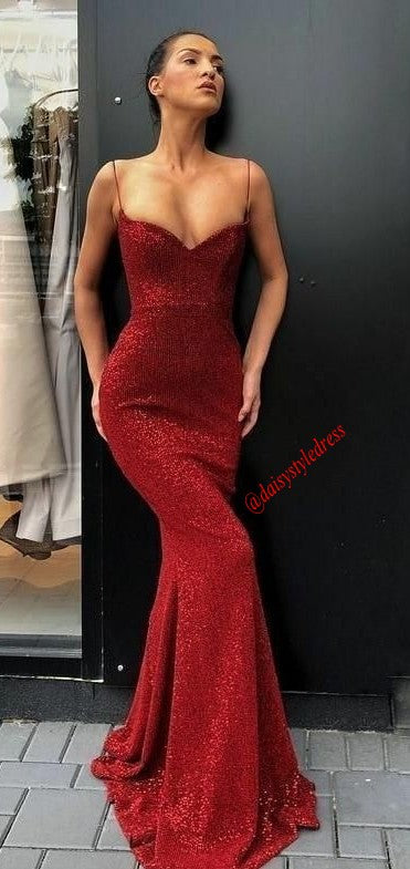 burgundy glitter prom dress