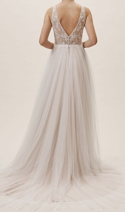 lace a line boho wedding dress