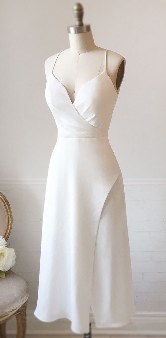 white spaghetti strap gown