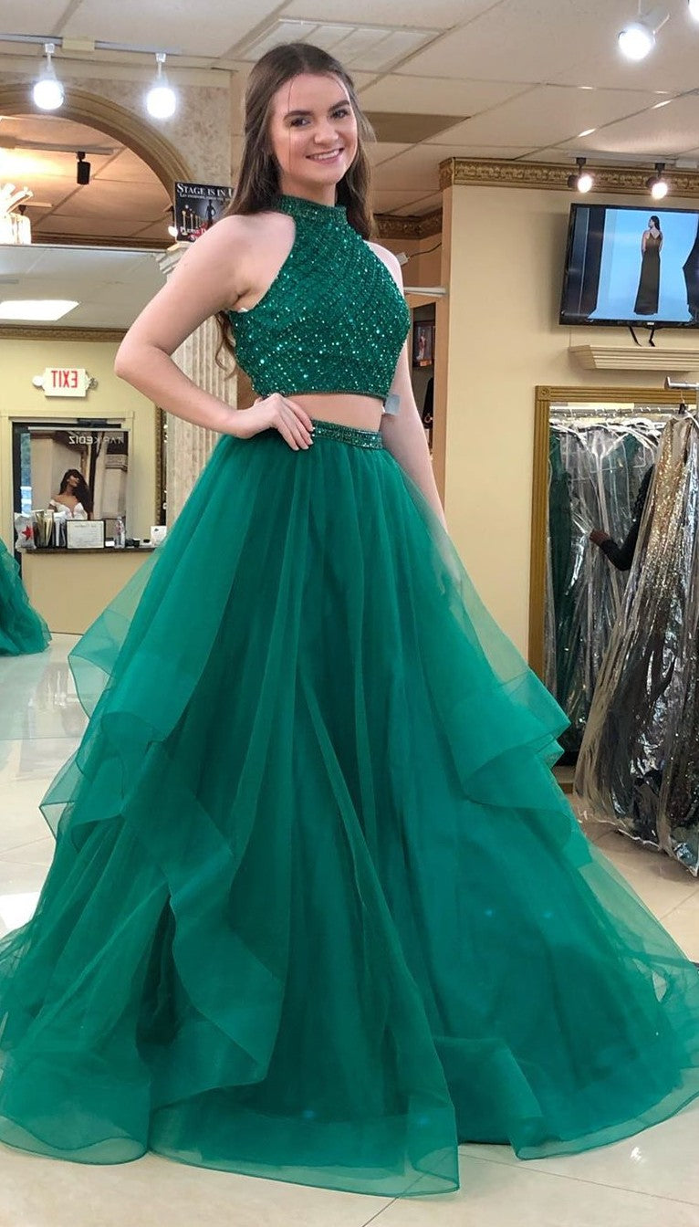 green ball dress