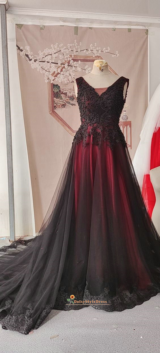 red and black lace wedding dresses