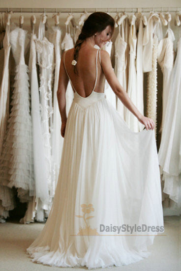 open back boho wedding dress