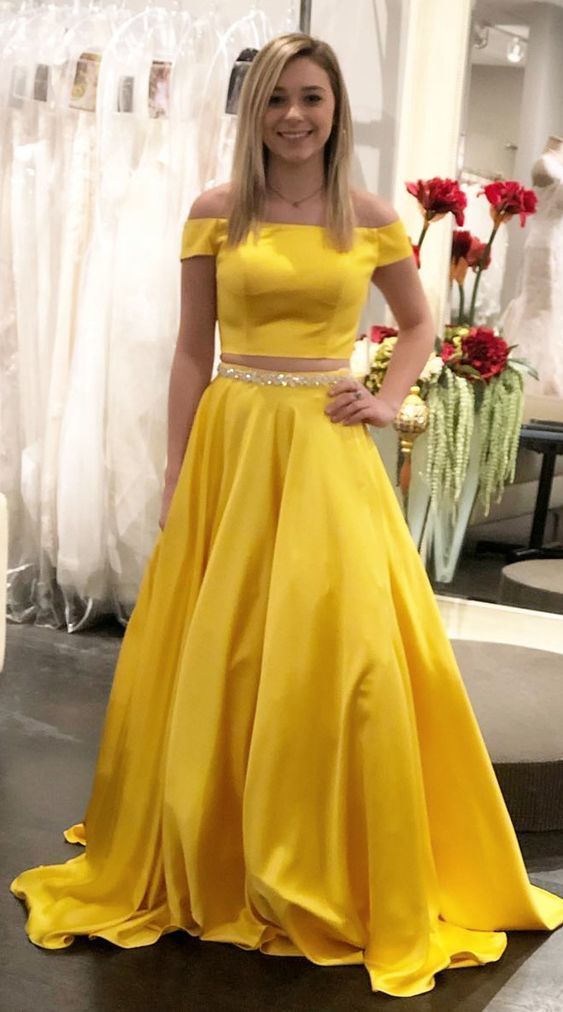 yellow two piece dress