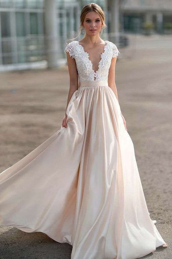 blush wedding dress a line